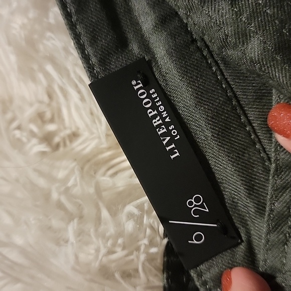 Liverpool- Tie-Front Skirt in Olive Green - Picture 6 of 6